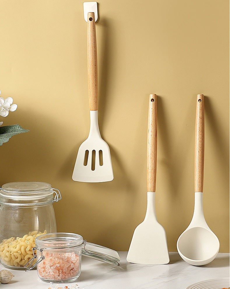 Kitchenware spatula heat-resistant silicone shovel household soup spoon food-grade cooking shovel fried egg frying shovel frying spoon set combination